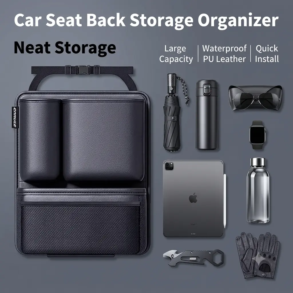 Car Trunk Organizer, Large Capacity Cargo Storage Bag for Camping Gear, Outdoor Equipment & Road Trip Essentials, Multi-Compartment Vehicle Organizer with Mesh Pockets, Foldable Car Storage Organizer for SUV Truck multifunctional