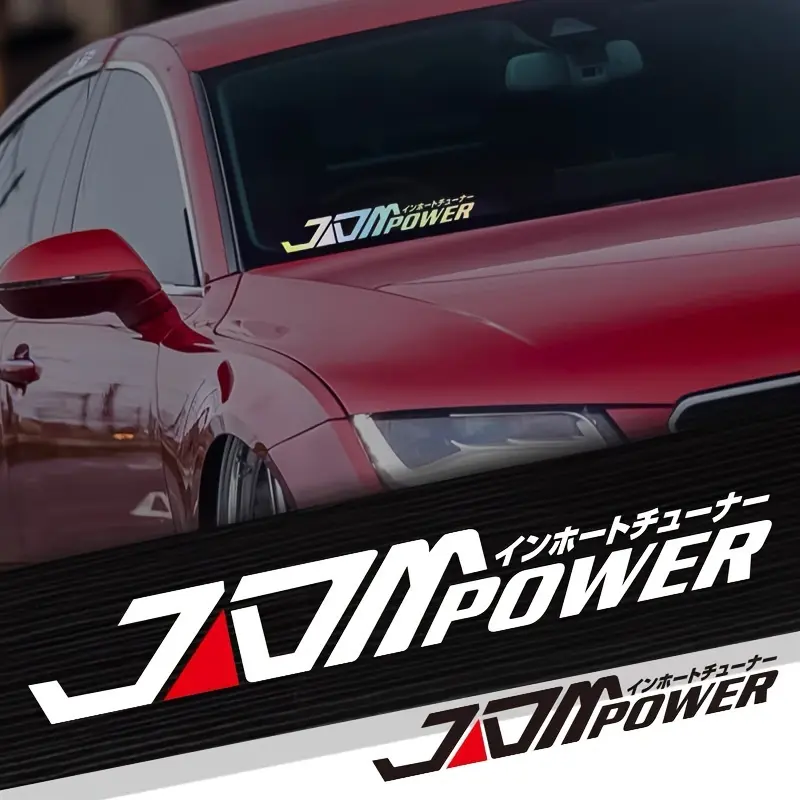 JDM Japanese Racing Vinyl Decal for Car Windshield, Waterproof Non-Fading Large Size, Self-Adhesive, Car Decoration Stickers, Personality, Universal Car Sticker, Cool Car Decoration