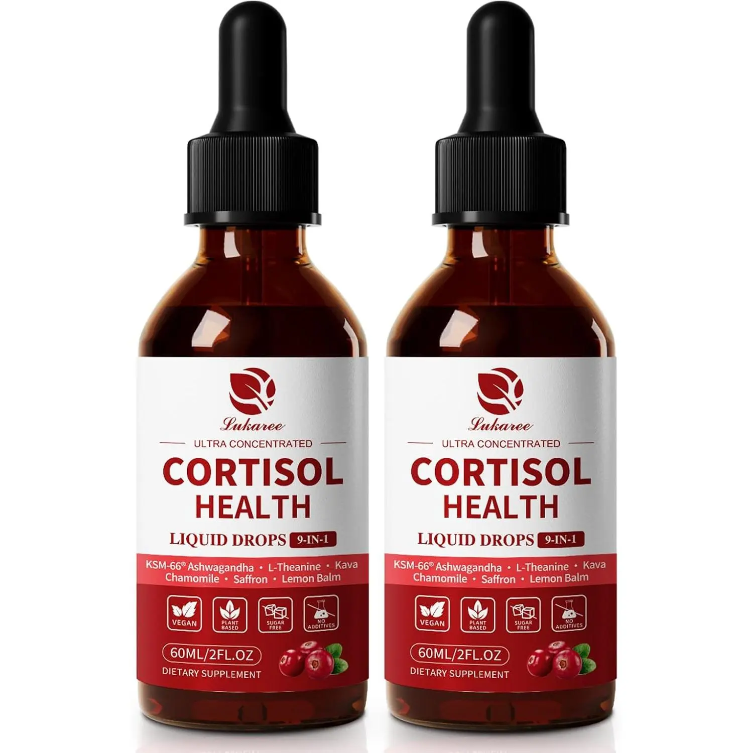 Cortisol Supplements for Women, Cortisol Reducer Manager Detox with KSM-66® Ashwagandha, Kava, Lemon Balm & Vitamin C B5 B6, Lower Cortisol, Hormone Harmony Liquid Drops, 2 FL.OZ, Cranberry Flavor