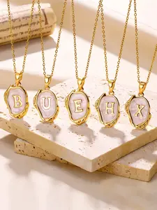 Fashion Letter Element Faux Shell Alloy Pendant Necklace, Elegant Women's Jewelry for Daily Wear, Parties, or Gifts