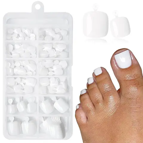 Press on Toenails, Reusable Toe Nails, Easy to Wear Fake Toenail Press on Toes Nail Tips, Artificial False Stick Toenail Tip, Diy False Toenails