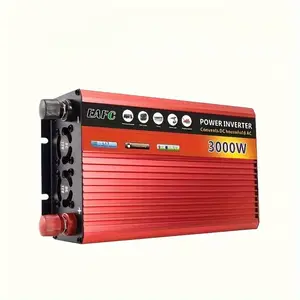US Plug Portable Car Inverter - DC 12V to AC 110V 3000W Converter with Intelligent Cooling Durable Aluminum Alloy Case for RV  Without Battery