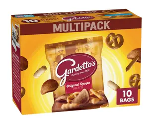 Gardetto's Original Recipe Snack Mix, Crunchy Breadsticks, Pretzels & Roasted Rye Chips, Kosher Snacks Multipack, 10 Single-Serve Bags, Individually Wrapped Party & Family Pack, 17.5 oz Bulk Box