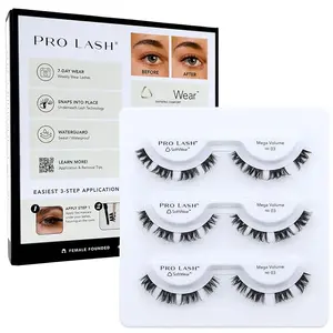Pro Lash No. 03 Professionally Styled - Soft and Comfortable Eyelash | Natural Look Eyelashes with ProLock Adhesive System - Lasts up to 7-10 Days | 3 Sets - Mega Volume No. 3 ProWear/SoftWear