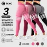 TCVC Sports Striped Linen Color High Waist Crinkled Women's Yoga Leggings High Stretch Seamless Tights For Indoor & Outdoor Workout Abdomen Control Shaping Peach Butt Casual Versatile 3 Counts