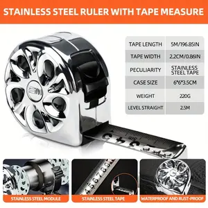 196.85inch Stainless Steel Tape Measure, High-Precision Steel Tape Measure, Wear-Resistant And Hardened Construction Site Tape Measure
