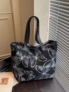 Trendy Fashion Large Capacity Butterfly Decorative Tote Bag, Fashionable Patterned Bag, Handheld Shoulder Bag, Perfect for Daily Outing, Stylish and Practical, Casual Commuter Bag