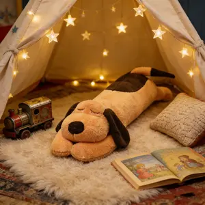 Dog Body Pillow Stuffed Large Dog Stuffed Animal Body Pillow, Soft Hugging Plushy Toy Cuddly Sofa Cushion Home Decor Birthday Gift for Girls Kids Teens Adults (23.6 Inch,Brown)