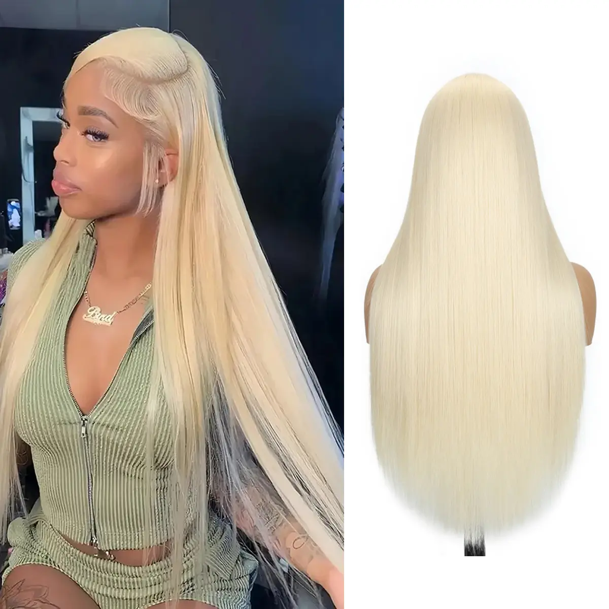 TAGOTA Hair 613 Gold Blonde Straight Wig 30 Inches 13x6 Lace Front Synthetic Wig for Natural Look Fashion women's wig cute and sexy wig ,Do Not Bleach, Dye, or Use High Heat，summerwig，summerhairstyle，budgetfriendlywigs