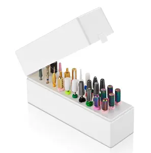 Makartt Nail Drill Bits Holder,Dustproof Stand Displayer Organizer Container Case 30 Holes drill bit holder nail tech Professional Nail art Tools(Not Inlcude Drill Bits,White)