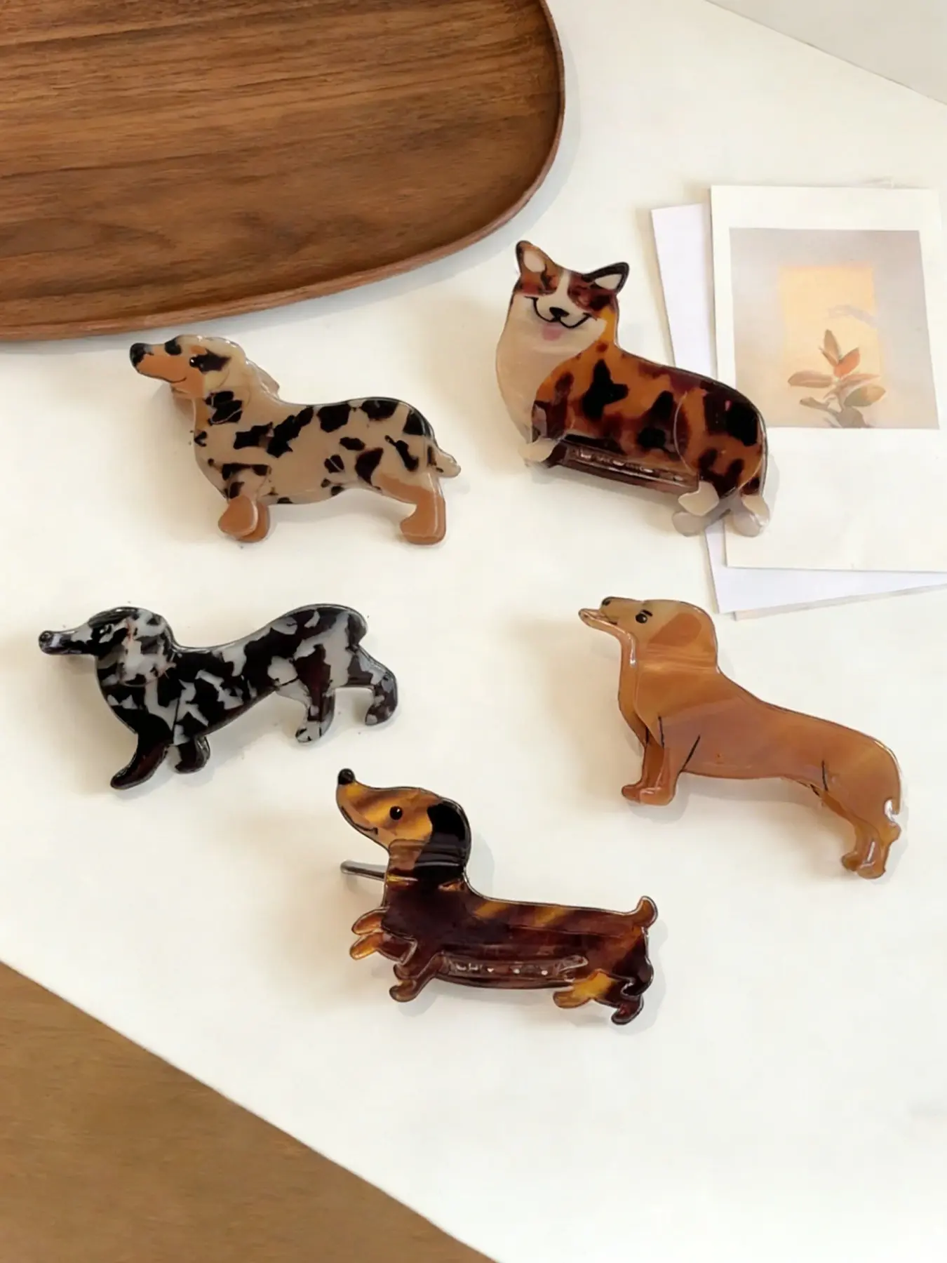 Cute Cartoon Animal Acrylic Dog Hair Claw Clip, Half Updo Hairstyle Accessory, Sheepdog Sausage Dog Design, Shark Jaw Clips