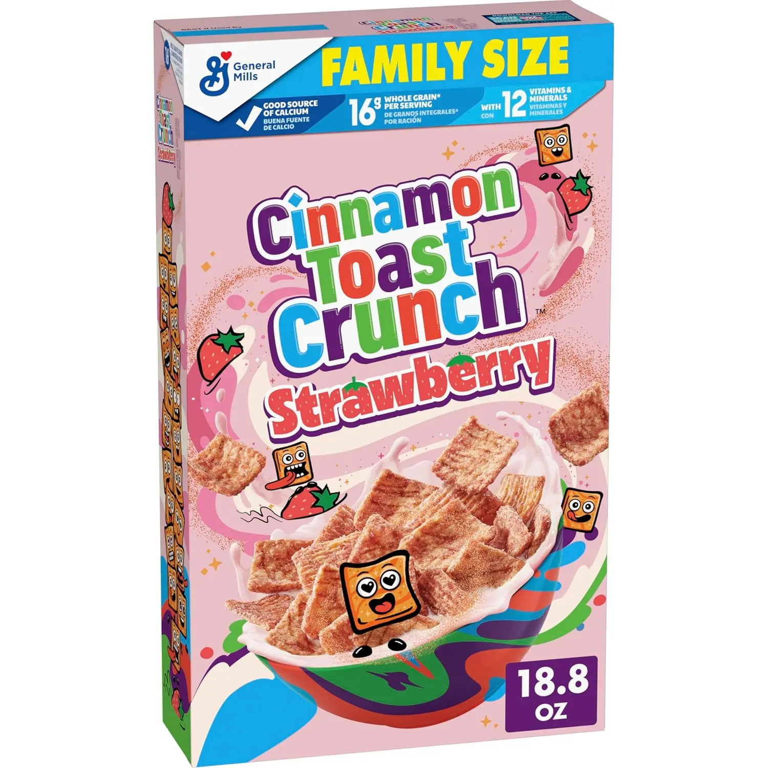 Strawberry Breakfast Cereal Muesli Food, Family Size, 18.8 oz, Tangy-Sweet Strawberry & Cinnadust, 16g Whole Grain, Good Source of Calcium, ~13 Servings