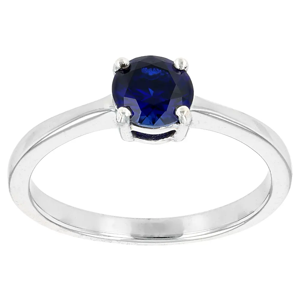 JTV Blue Lab Created Sapphire Rhodium Over Sterling Silver Ring 1.00ct