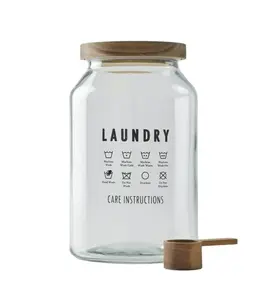 Large Glass Laundry Detergent Container with Scoop - Organiser for Laundry, Compact Design for Easy Use - Bottles