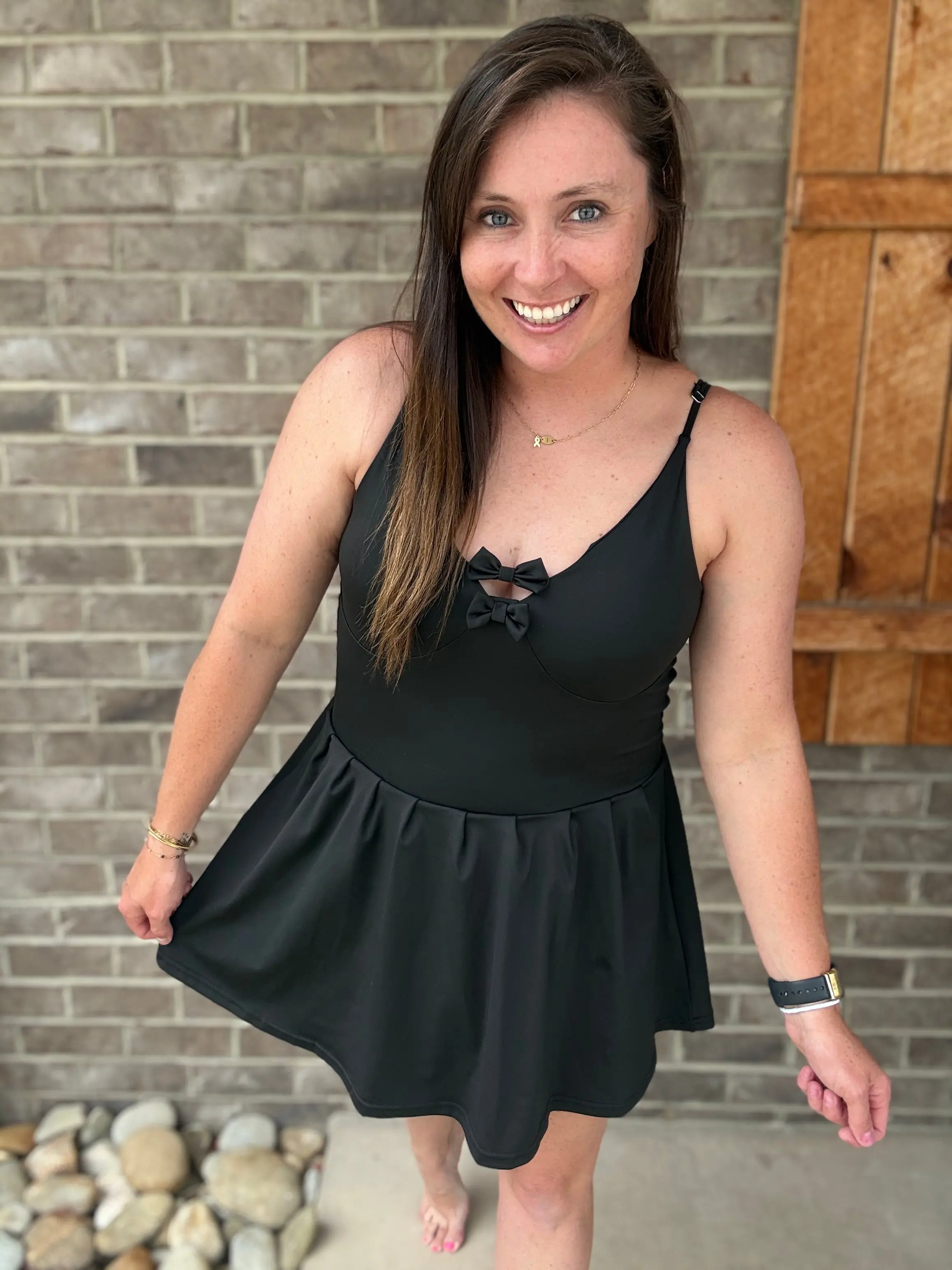 Black Sports Bow Dress by Simply Southern UPF50