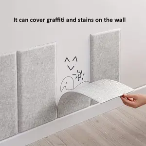 5/7/9-Piece Set, Peel and Stick Bed Headboard Soft Pads, Anti-Collision Soundproof Self-Adhesive Wall Panels, Glue-Free Removable WaY Decoration, High-End Linen Material, 3D Soft Wall Covering, Feature Wall, Peel and Stick