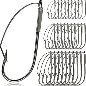 50 Pcs Weedless Wacky Rig Hooks Bass Carbon Steel Fishing Hooks for Wacky Rigging Worm Lure Baits(2/0)