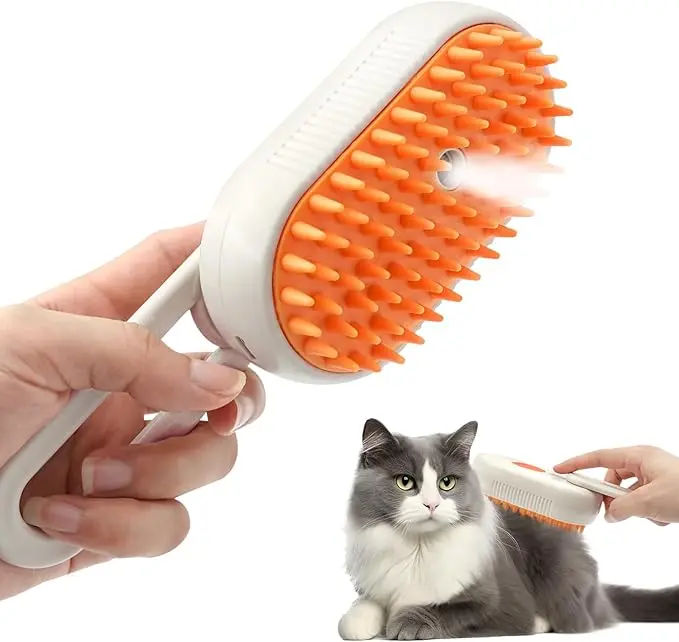 4-in-1 rechargeable pet steam brush, a portable grooming tool suitable for dogs and cats, removes tangled and loose fur, suitable for short and long haired pets