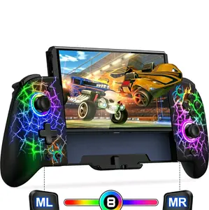 Switch Controller for Nintendo Switch/OLED, Full-Size Grip One-Piece Wireless Switch Joypad with 9 Color Lights. Ideal for Those Who Prefer Handheld Mode