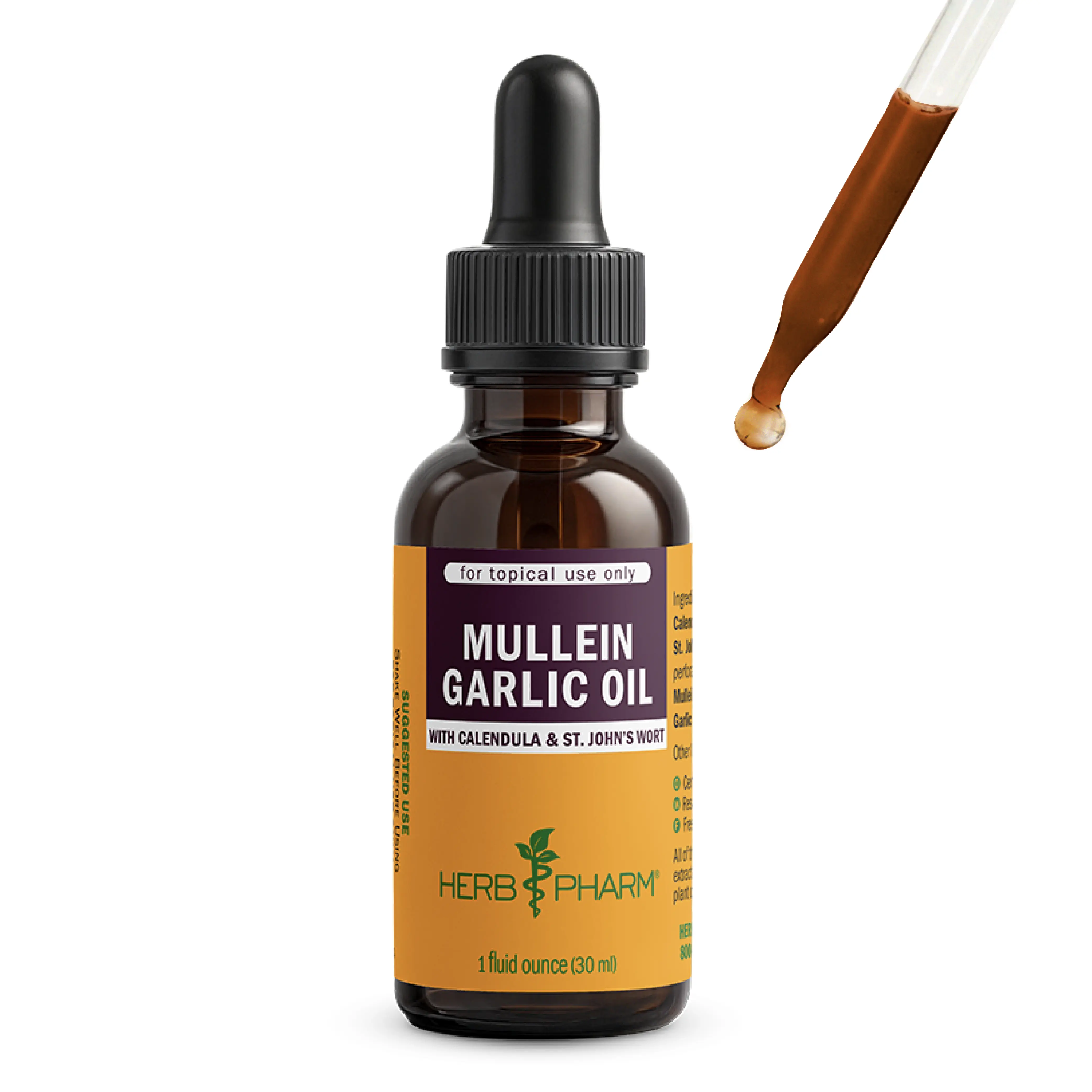 Herb Pharm Mullein Garlic Oil | Herbalist-Crafted Ear Oil | Calendula, Mullein, Garlic, & St. John's Wort in Organic Olive Oil | External Use