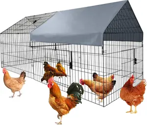 Large Metal Chicken Coop – 86" x 40" x 40" Outdoor Poultry Cage with Waterproof Cover, Heavy Duty Chicken Runs for Hens, Ducks & Rabbits, All-Weather Backyard Poultry Enclosure & Pet Playpen Rolling Bird Play Top