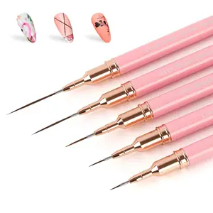 Metal Nail Art Pen Set, Eyeliner Brush Kit, 5-Piece Manicure Tools, Long Lines, Detailing, Fine Painting, UV Gel Polish Design