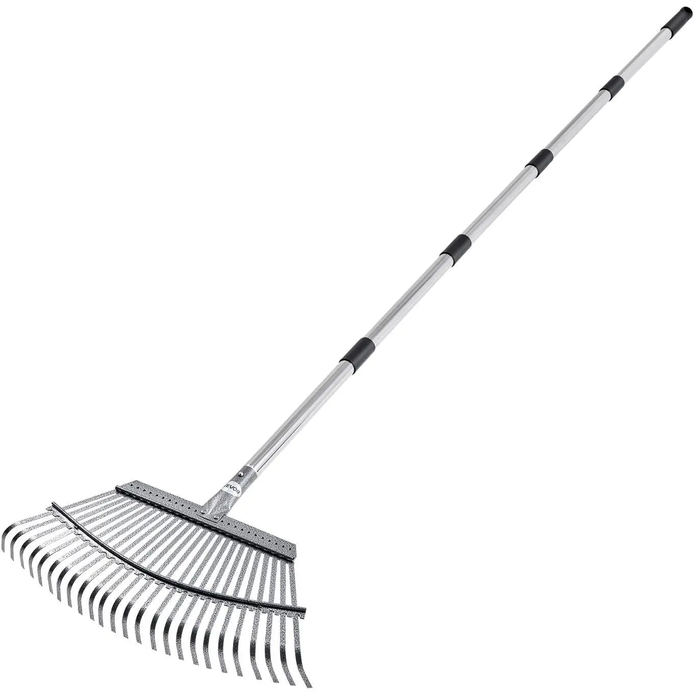 VEVOR Leaf Rake, 25 Metal Tines, Adjustable Garden Rake for Lawns with 18.3 Inch Wide Head & 36.4-72.8 Inch Long Handle, Heavy Duty Stainless Steel Small Leaves Tool for Gardening Camping Yard Grass