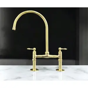 Handmade Unlacquered Brass Bridge Faucet