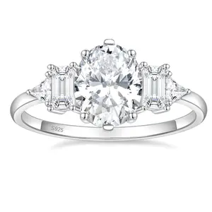 EAMTI 3CT 925 Sterling Silver Wedding Rings for Women Oval Cut Cubic Zirconia Engagement Promise Rings for Her
