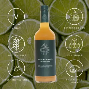 WithCo Agave Margarita 750ml | Non-Alcoholic | Fresh Juice and Botanicals Fruit Flavored Syrup Lemon Flavor Beverage