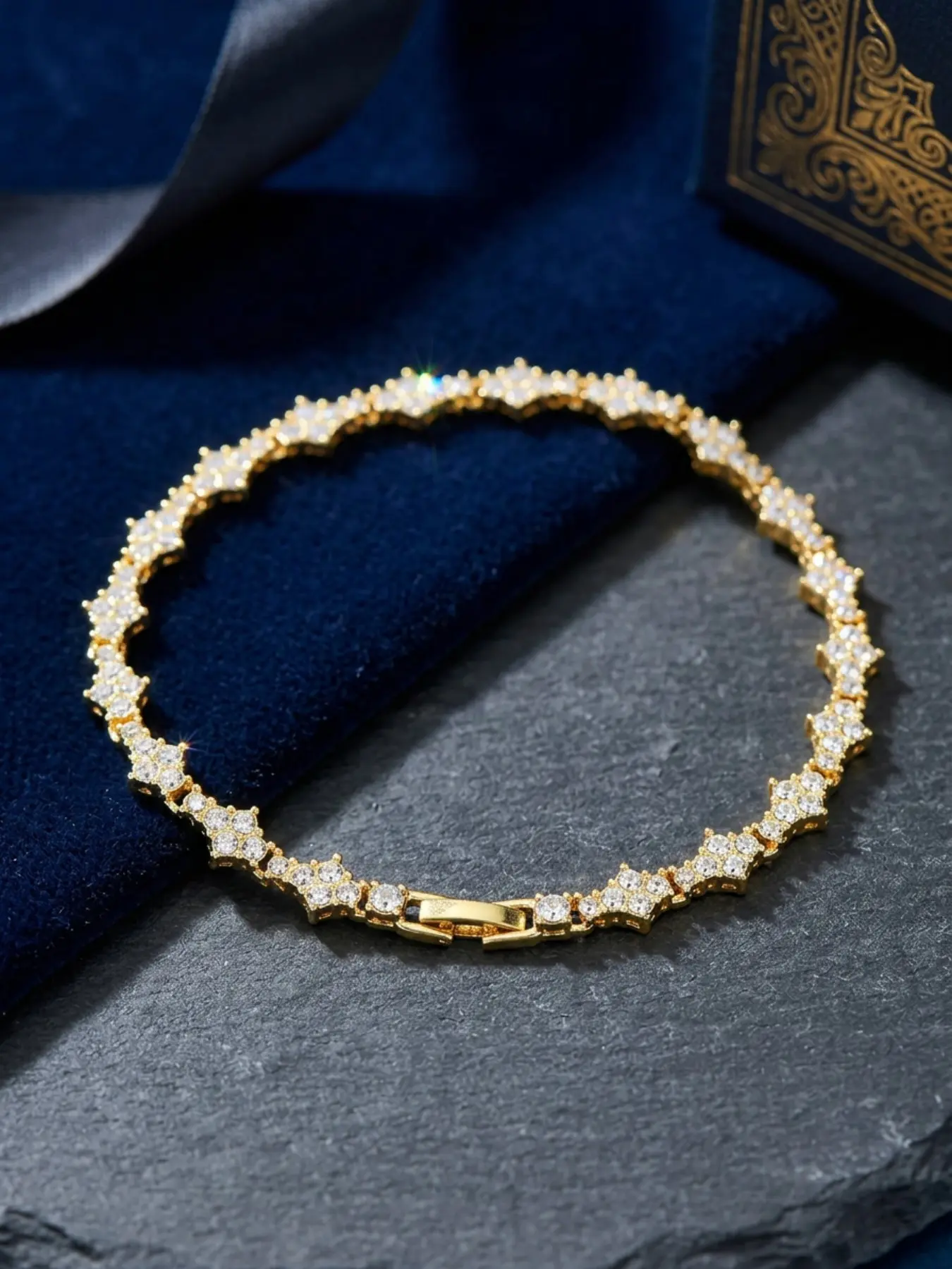 worthy trendy tennis bracelet/bangle with rhinestone-studded floral cross design for men and women, perfect for Black Friday, Exquisite Trendy Bracelet, Rhinestone Decor Bangles