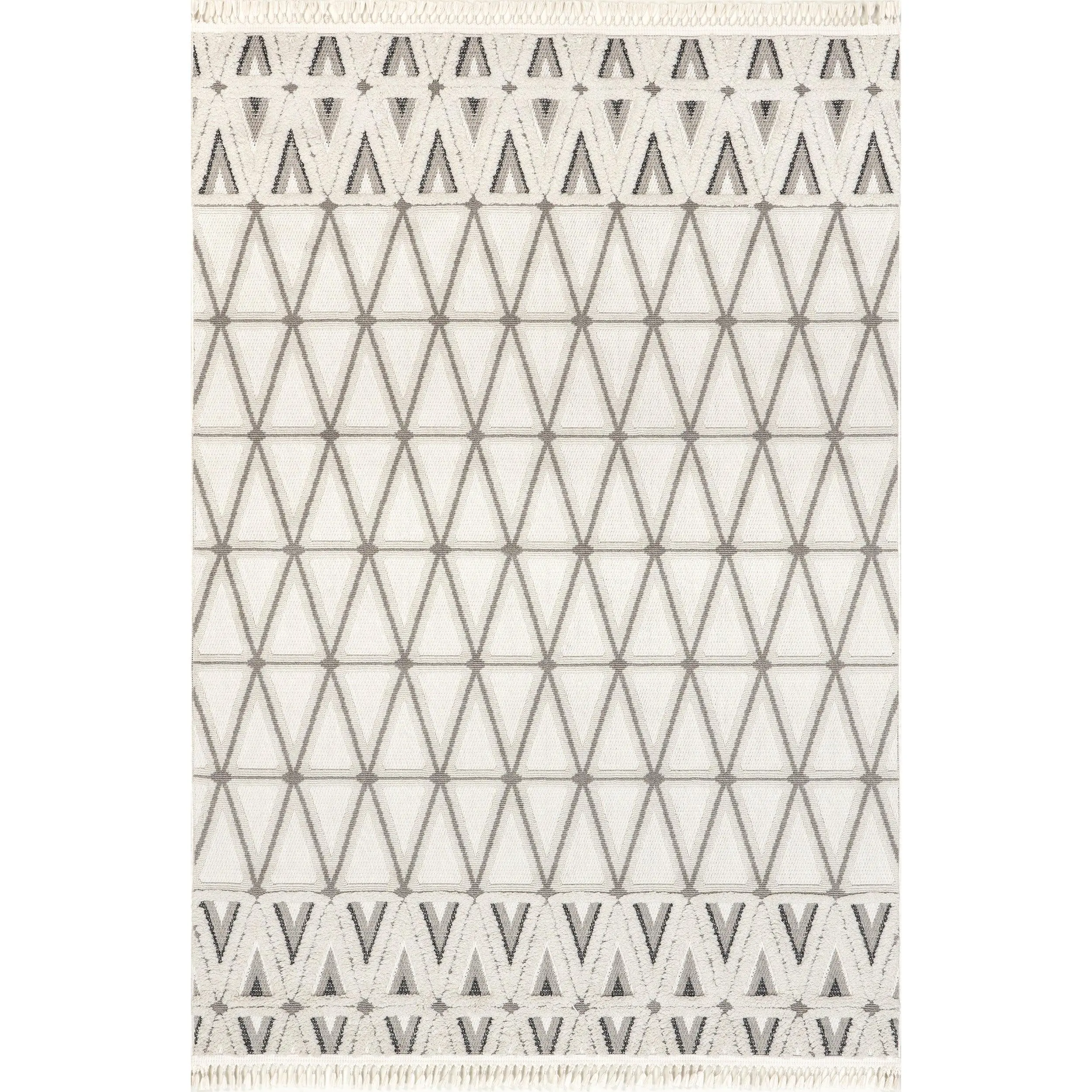 Chia Modern Moroccan Tasseled Area Rug, Home Decor Rug for Living Room Bedroom