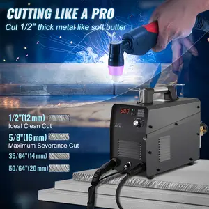 VEVOR Plasma Cutter, 50 Amp, Air Cutter with Plasma Torch, 110V/220V Dual Voltage AC IGBT Inverter Metal Cutting Equipment, for Clean Cutting of Aluminum and Stainless Steel, Black