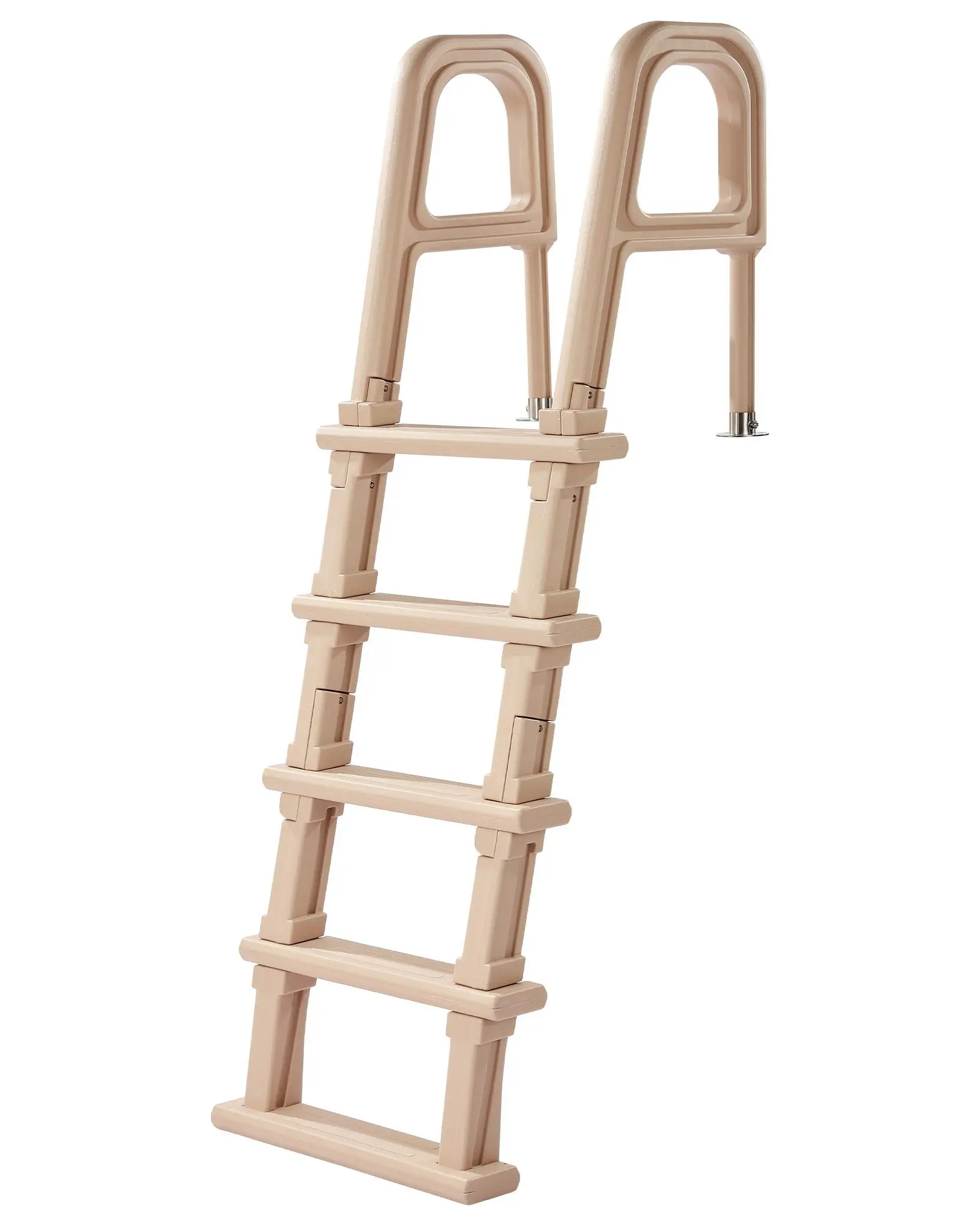 【SummerFinds】VEVOR Swimming Pool Ladder, Inclined 5-Step Double Handrails Stair, Non-slip Wide Step, 300 lbs Load Capacity, for 48-54 in Inground & Above-ground Pools, Any Deck Surface, Indoor & Outdoor, Taupe