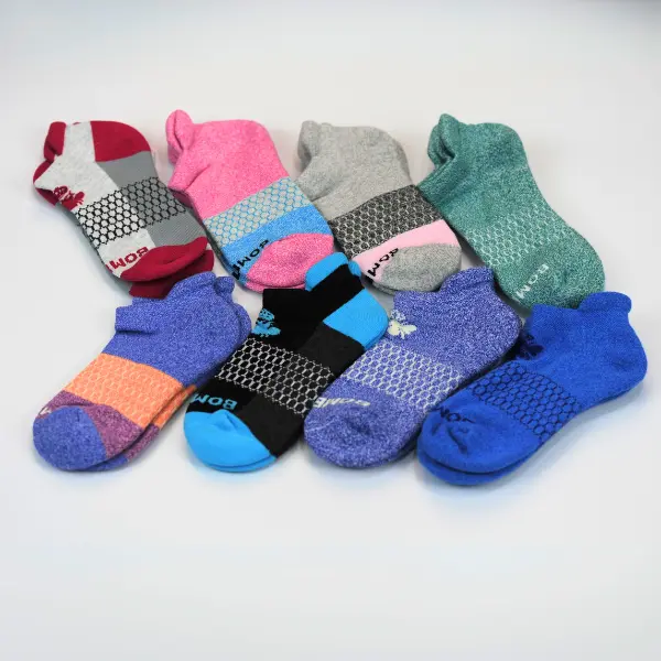 [Special Deal] 5 Packs BB Tri-Block Honeycomb Ankle Support Solid Socks for Women, Men | Multi Colors Unisex Running Socks, Seamless Toe, Compression Socks