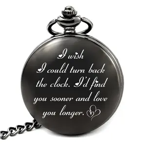 Personalized Gift for Husband from Wife, Engraved Pocket Watch with Chain, Romantic Gifts for Him Birthday Christmas Valentines Day,