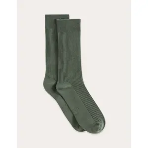 Ribbed Crew Socks - Moss