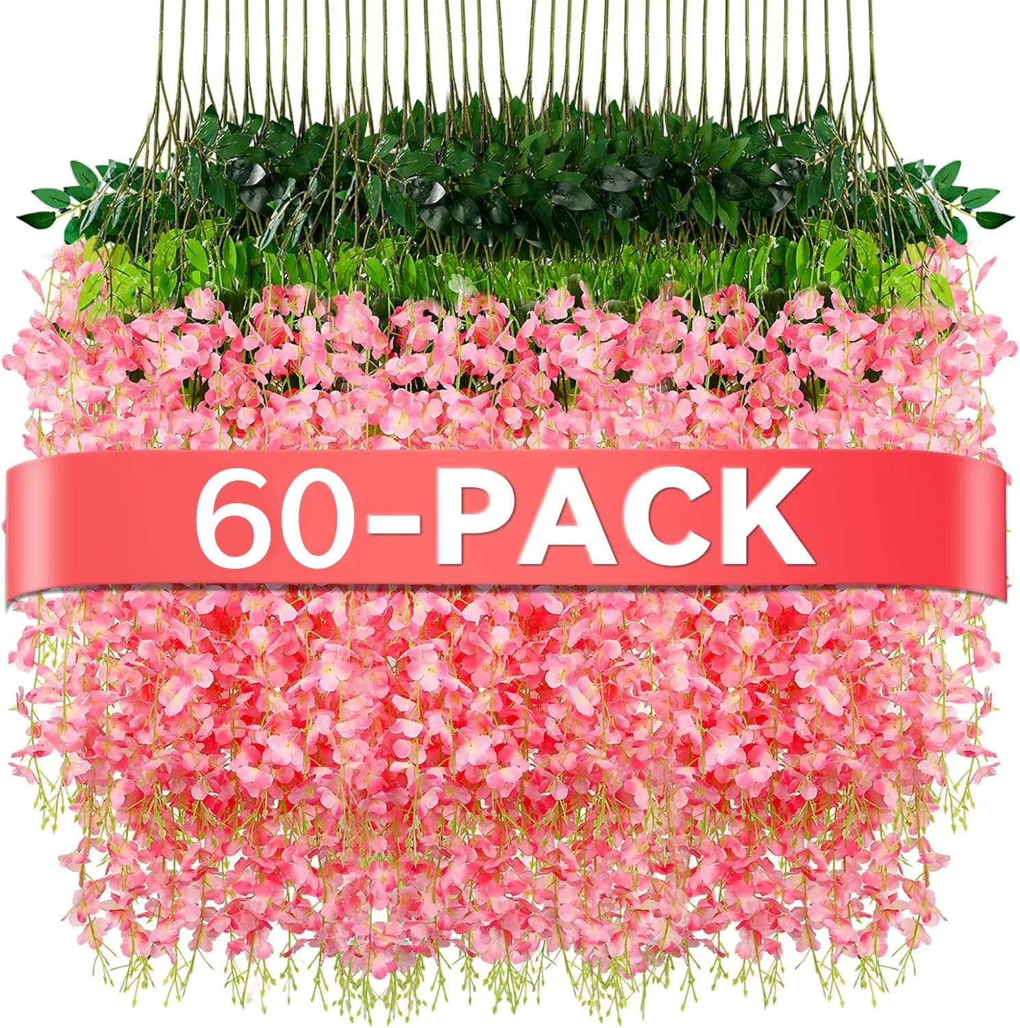 60 Pack Wisteria Hanging Flowers, 3.6 Feet/Pcs Purple Wisteria Artificial Flowers, Fake Wisteria Flowers Garland, Hanging Vines for Bedroom Wedding Home Party Wall Decoration