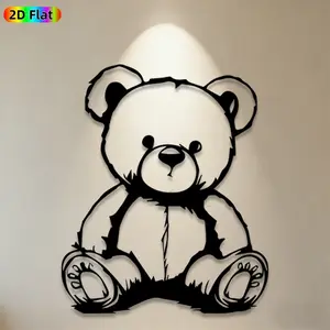 1pc Teddy Bear Metal Wall Art,Teddy Bear Statue Mural, Ideal Gift for New Year, Christmas, Teddy Bear Enthusiasts, Rust-Resistant Metal Wall Decor Wall Sculptures, Perfect for Living Room Wall & Garden Fence Teddy Bear Enthusiasts