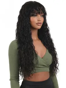 Wet & Wavy or Curly? Both!  24 Inch Glueless Wig with Bangs – No Lace, Just Wear & Go!  100% Virgin Brazilian Hair #wigtiktok #humanhairwig