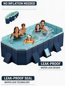 Foldable Non-Inflatable PVC Swimming Pool, 1.6/1.8/2.1/2.6m Sizes, 1700L Capacity, Easy Installation & Storage for Outdoor Patio, Garden Use, Outdoor Swimming Pool