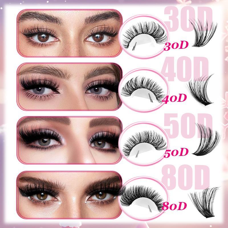Mixed Length and Color DIY Eyelash Extension Set, Self-Application Volume Cluster Lashes, Rainbow Wispy Individual Lash Clusters, Individual Lash Extensions