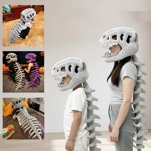 Dinosaur Skeleton Headband with Poseable Spine - 3D Realistic Plush Toy for Role-Play, Halloween Costumes & Pranks. A Creative Unisex Gift for Kids, Adults, Themed Parties & Cosplay