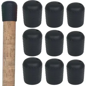 Fishing Rod Butt Cushion, Silicone Fishing Rod Butt Cap End Pole Seat Cushions Protector Pole Holder Accessory Black