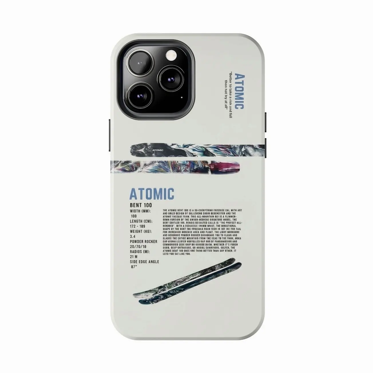 Atomic Bent 100s Skiing Phone Case Snowboard and Ski Gear Design, Phone Protective Accessory for ip 17 16 15 14 13 12 Pro Promax Plus Mini 4