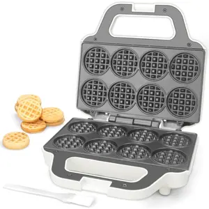 Mini Waffle Maker Machine, Bake 8 x 2''  Waffle Bites,  Waffle Bites Iron for ,Small Waffle Maker, Compact & Easy Use, Recipe Included, Non Stick Surface, White