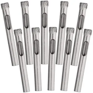 10 Pack  Drill Bit Set, 6mm (1/4inch) Small  Hole  Kit for Glass, Ceramics, Porcelain, Ceramic Tile, Marble