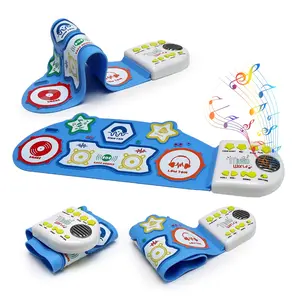 Uinle Baby Multifunctional Hand Roll Electronic Drum, Portable Foldable Jazz Drum, Waterproof Silicone, Kids Music Toy Gift for Ages 3+