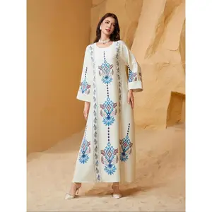 Women's Round Neck Dress, Long Sleeve Dress for Daily Wear, Ladies Islamic Clothing for All Seasons, Muslim Women Gowns