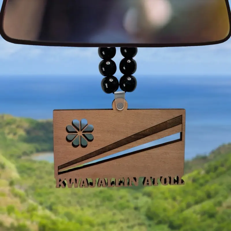 Kwajalein Atoll Ornament - 1/4 Inch Thick Wood Cherry Hickory Mahogany Unfinished 4 inches & 4.5 Inches Long Side Stylish Car Accessory
